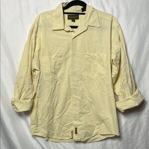 Timberland 100% Cotton Light Yellow Casual Button Down Shirt, Rugged Outdoors, L